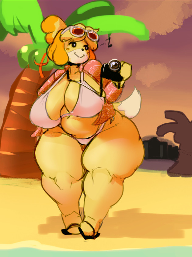 af42nd, artform42nd, bbw, huge breasts, huge thighs, isabelle (animal crossing), thick thighs