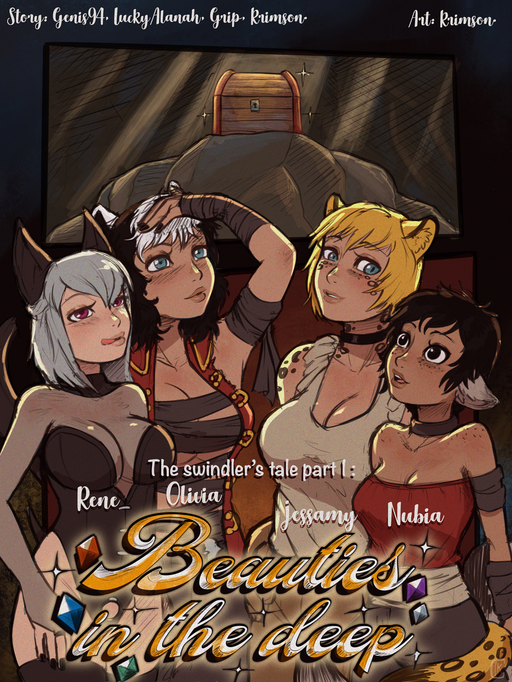 4girls big_breasts black_eyes black_hair blonde_hair blue_eyes brown_hair bunny_and_fox_world cat_ears collar comic crimson-karma female_only fox_ears jessamy medium_breasts multiple_girls nubia_(bunny_and_fox_world) olivia_(bunny_and_fox_world) pink_eyes rene_(bunny_and_fox_world) stockings succubus tagme tiger_ears tongue_out white_hair