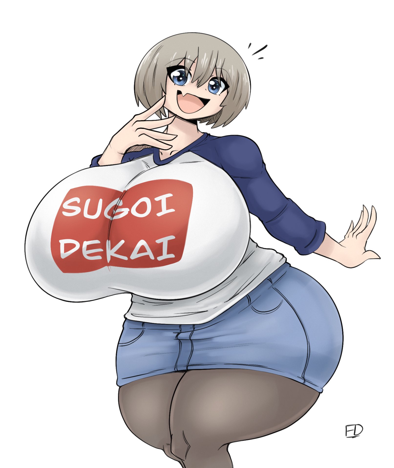 1girls, breasts, cleavage, female, female only, fiffer, huge breasts, solo, thick thighs, uzaki hana, uzaki-chan wa asobitai!, wide hips