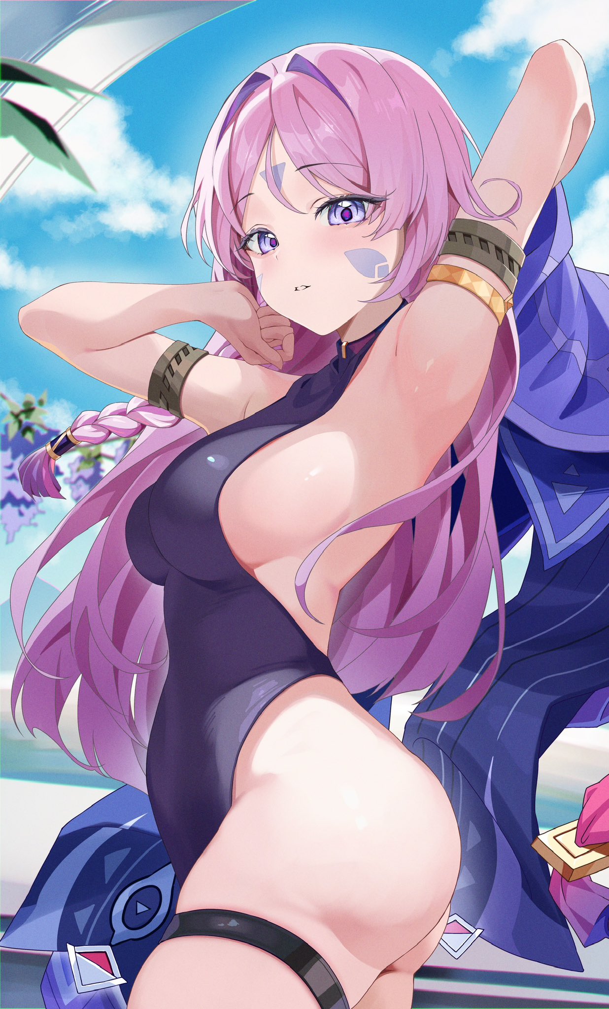 1girls, ass, breasts, citlali (genshin impact), female, female focus, female only, genshin impact, large ass, large breasts, light skin, light-skinned female, sasunopi, solo, thick thighs, thighs, wide hips