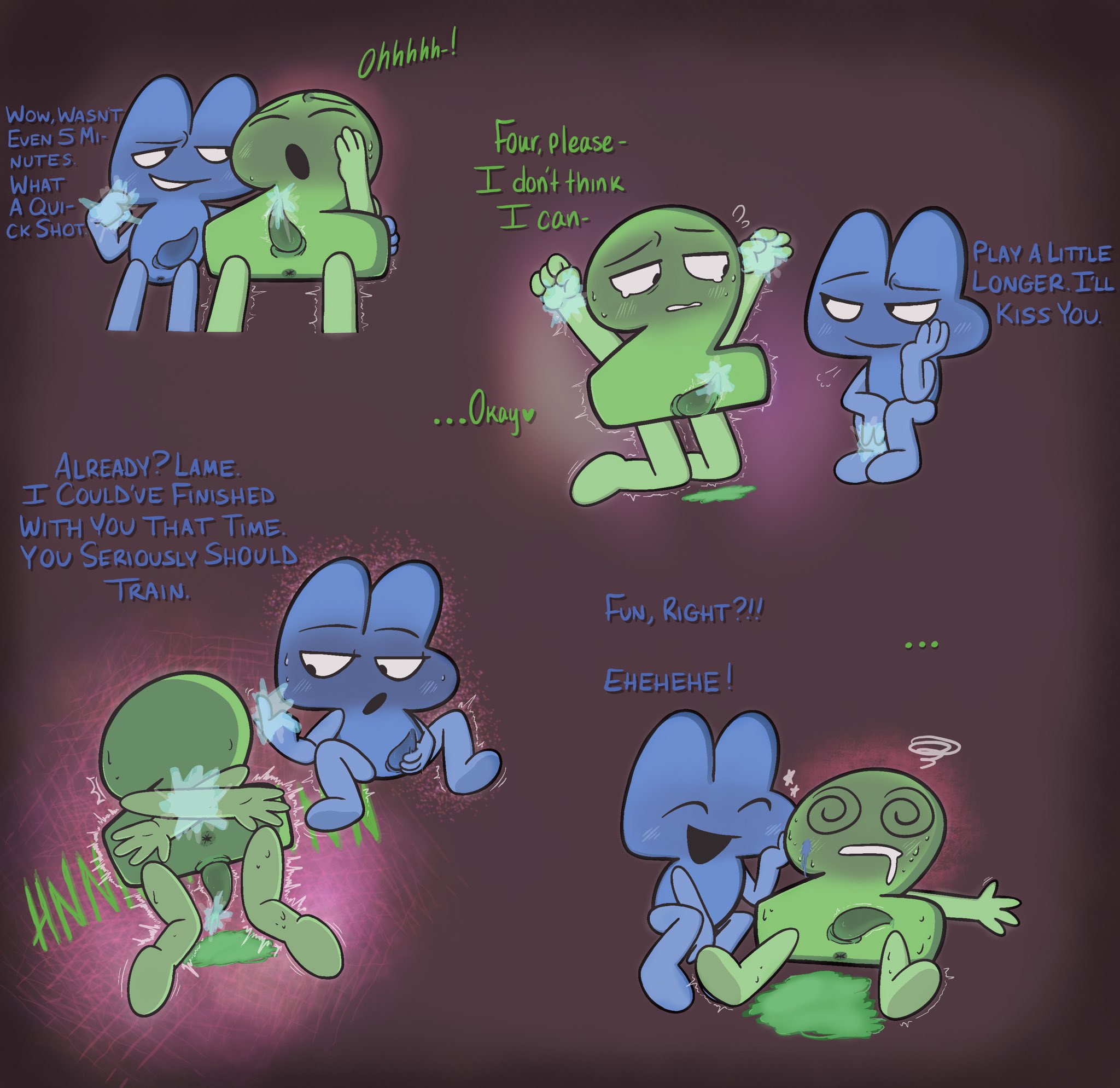 algebralien, battle for dream island, bfb, bfdi, cum, darktwofour, dialogue, duo, four (bfb), masturbation, moaning, object shows, penile masturbation, tentacle penis, the power of two, tpot, two (tpot), using powers, vadahlivokroz, yaoi