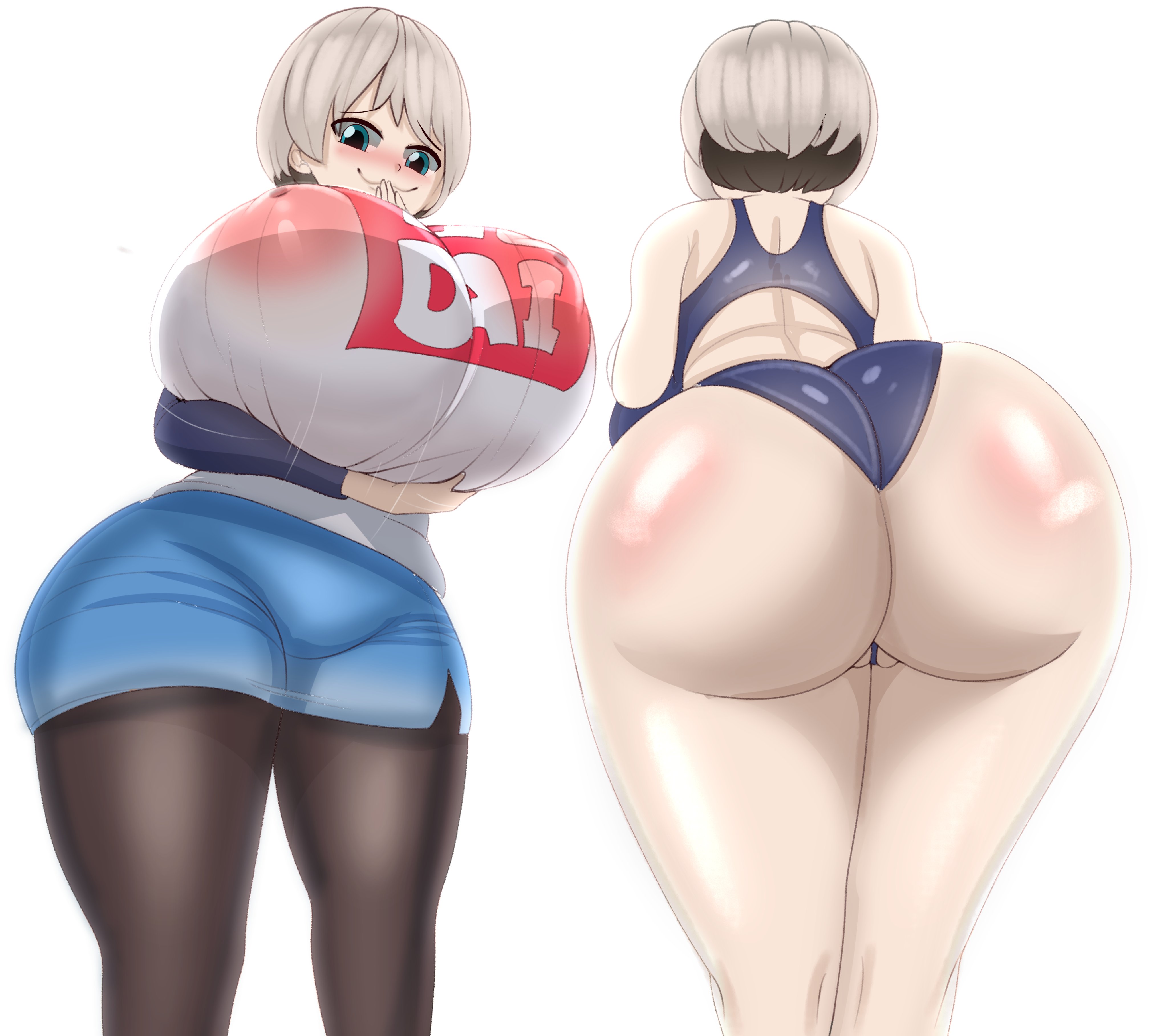 1girls, 2020, absurdres, ass, big ass, blush, breasts, cleavage, female, female only, fladdykin, highres, huge ass, huge breasts, hyper breasts, nipples, solo, uzaki hana, uzaki-chan wa asobitai!