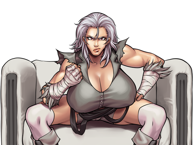 behelda_(legend_of_queen_opala) blacksmith breasts gray_hair large_breasts legend_of_queen_opala milf r_ex red_eyes tagme