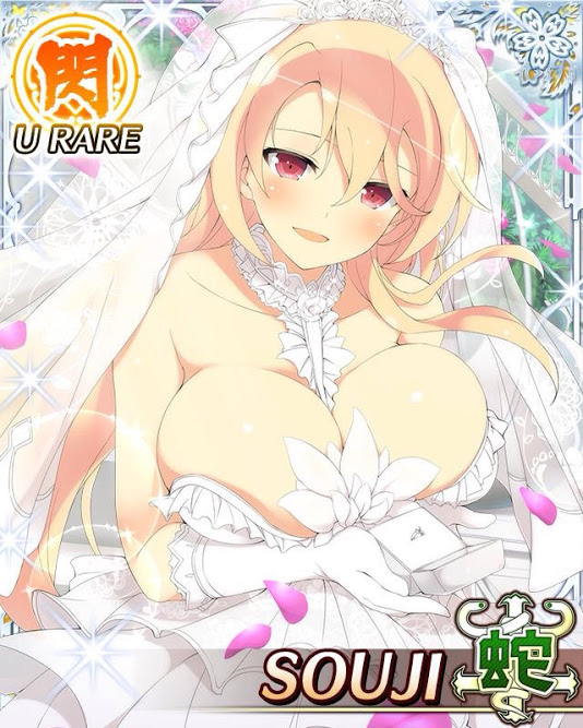 blonde_hair red_eyes ring souji_(senran_kagura) wedding_dress yaegashi_nan