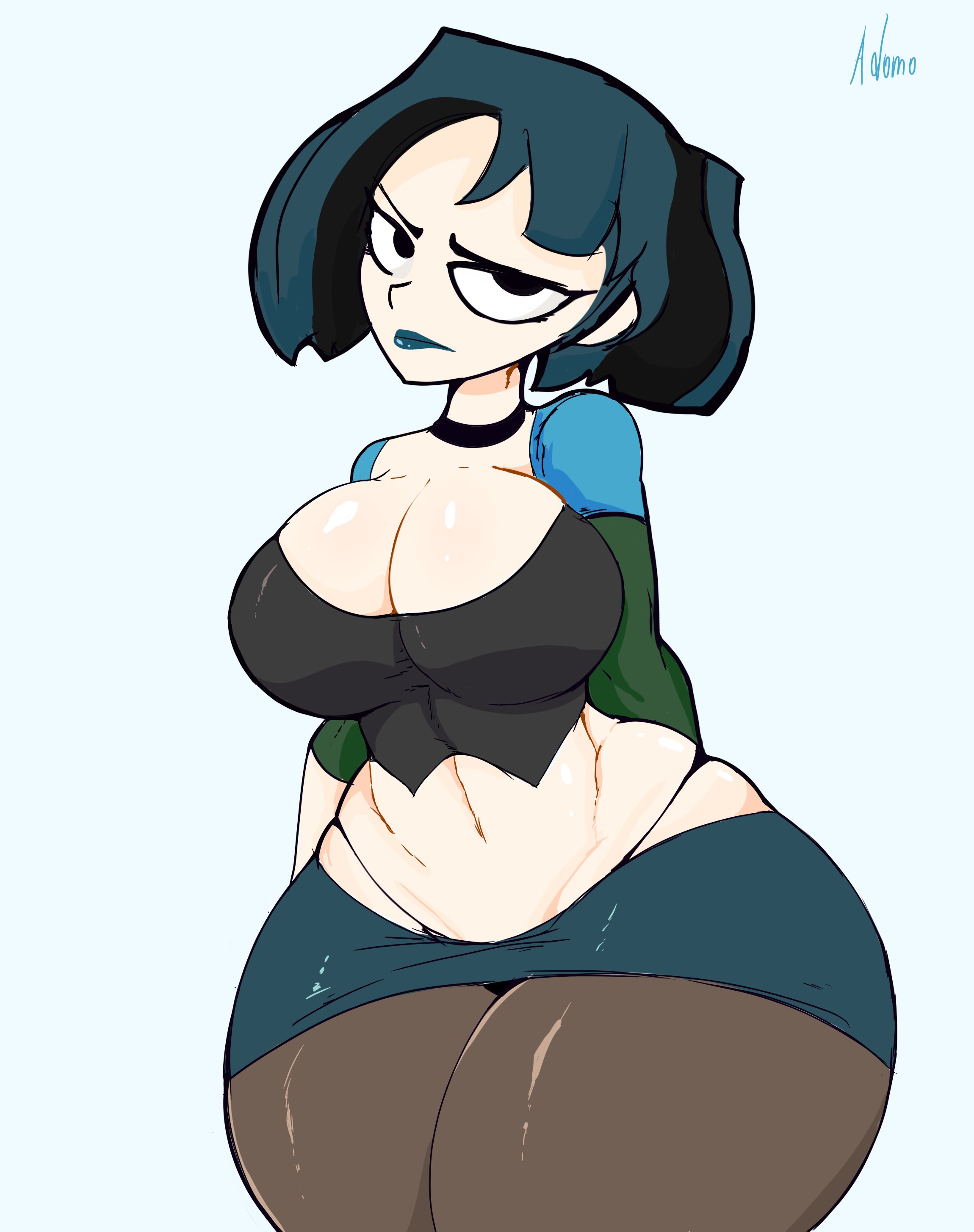 1girls, adomo, ass, atomboi (artist), big ass, bottom heavy, breasts, bubble ass, bubble butt, cleavage, female, green hair, gwen (tdi), huge ass, huge thighs, large ass, large breasts, light skin, light-skinned female, pale skin, pale-skinned female, thick thighs, thighs, total drama island