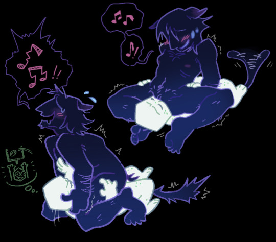 battat (deltarune), blush, cat ears, cat mike (deltarune), cat tail, cunnilingus, cuntboy, cuntboy/male, deltarune, deltarune chapter 4, drooling, eating out, eating pussy, gay, holding face, male only, musical note, nude male, pluey (deltarune), small mike (deltarune), sweatdrop, trans man, transgender