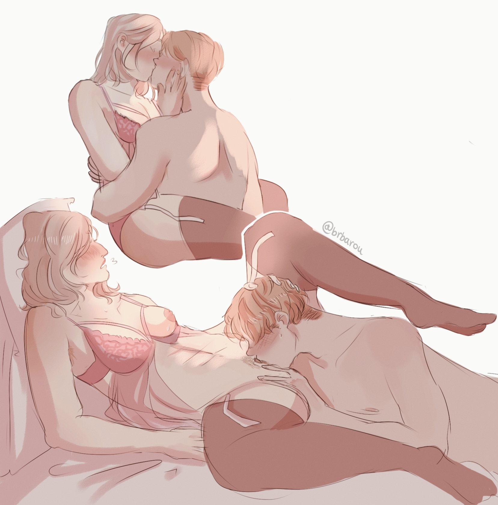 1boy, 1girl, 1girls, annie leonhardt, armin arlert, attack on titan, cunnilingus, female, hand on head, kissing, male, male and female focus, naked, nude, shingeki no kyojin, straight, tagme, wholesome, wholesome sex