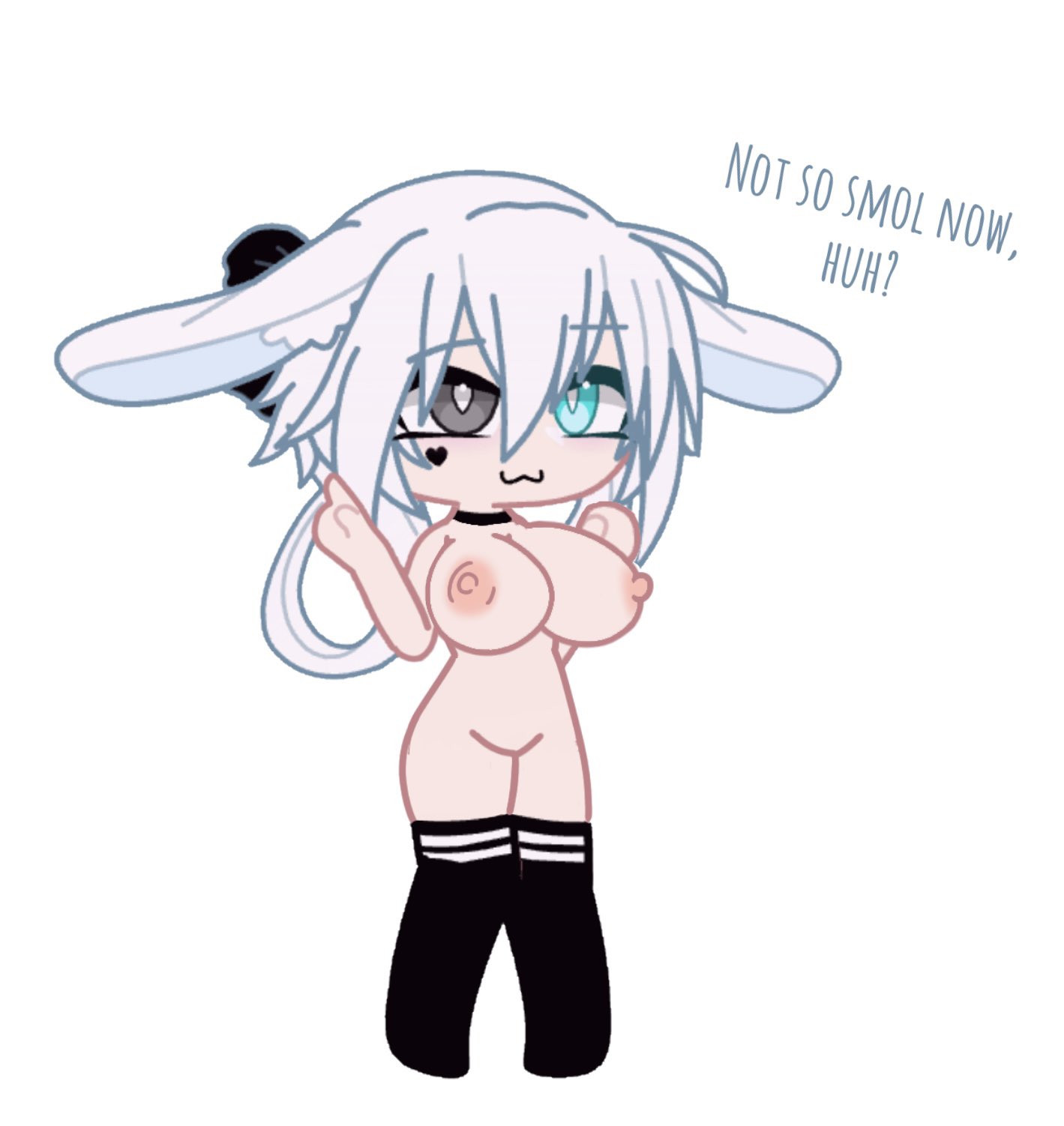 big breasts, breasts, bunny ears, gacha, gacha club, gacha life, haru (lewd haru), text, white hair