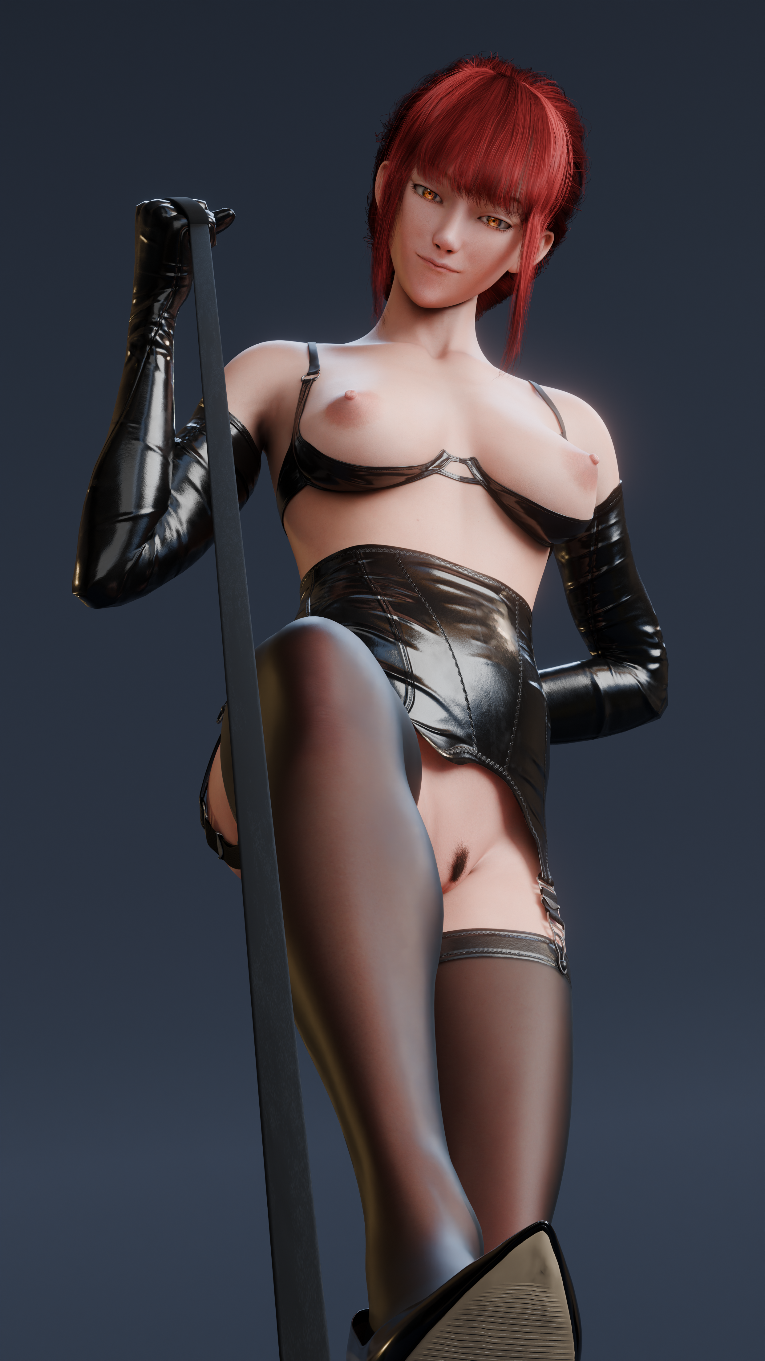 1girls, 3d, 3d (artwork), chainsaw man, domination, dominatrix, female, female only, femdom, leash, leash pull, makima (chainsaw man), pov, stepped on, submissive pov, ylknarf