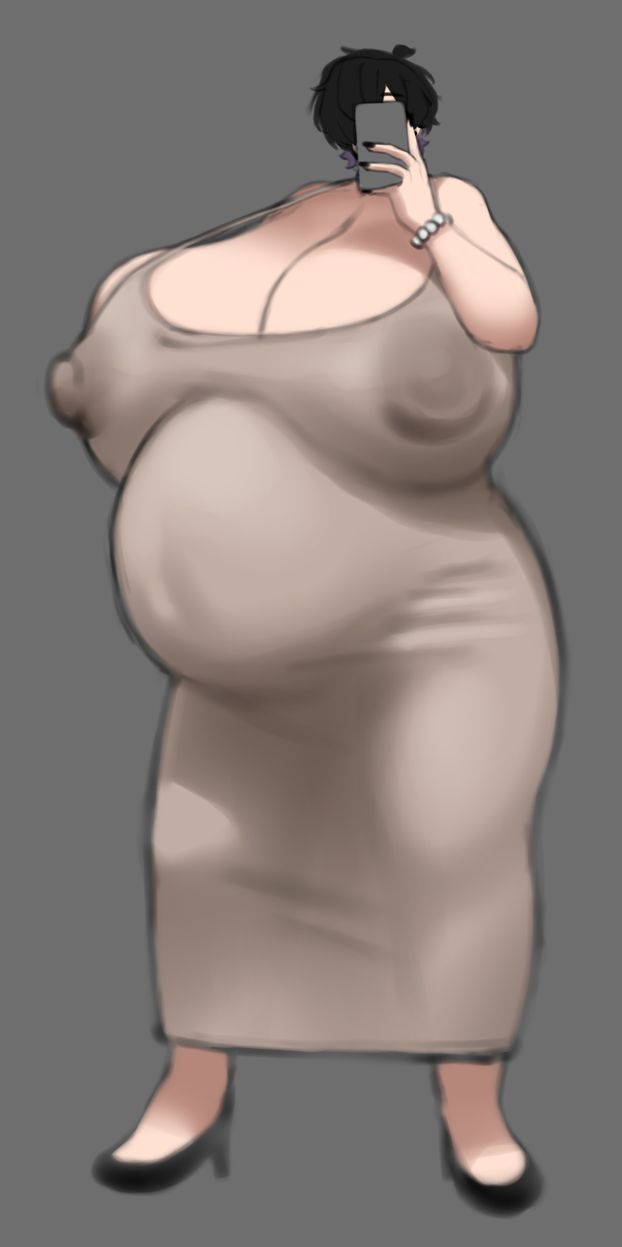 1girls, areolae, belly, big belly, big breasts, breasts, cleavage, dress, female, female focus, female only, fully clothed, goth, heels, high heels, huge belly, huge breasts, hyper, hyper breasts, magnolia (mctamagomaki), massive breasts, maternity clothes, maternity dress, mctamagomaki, milf, nipple bulge, nipples, nipples visible through clothing, pregnant, pregnant belly, pregnant female, selfie, solo, very short hair