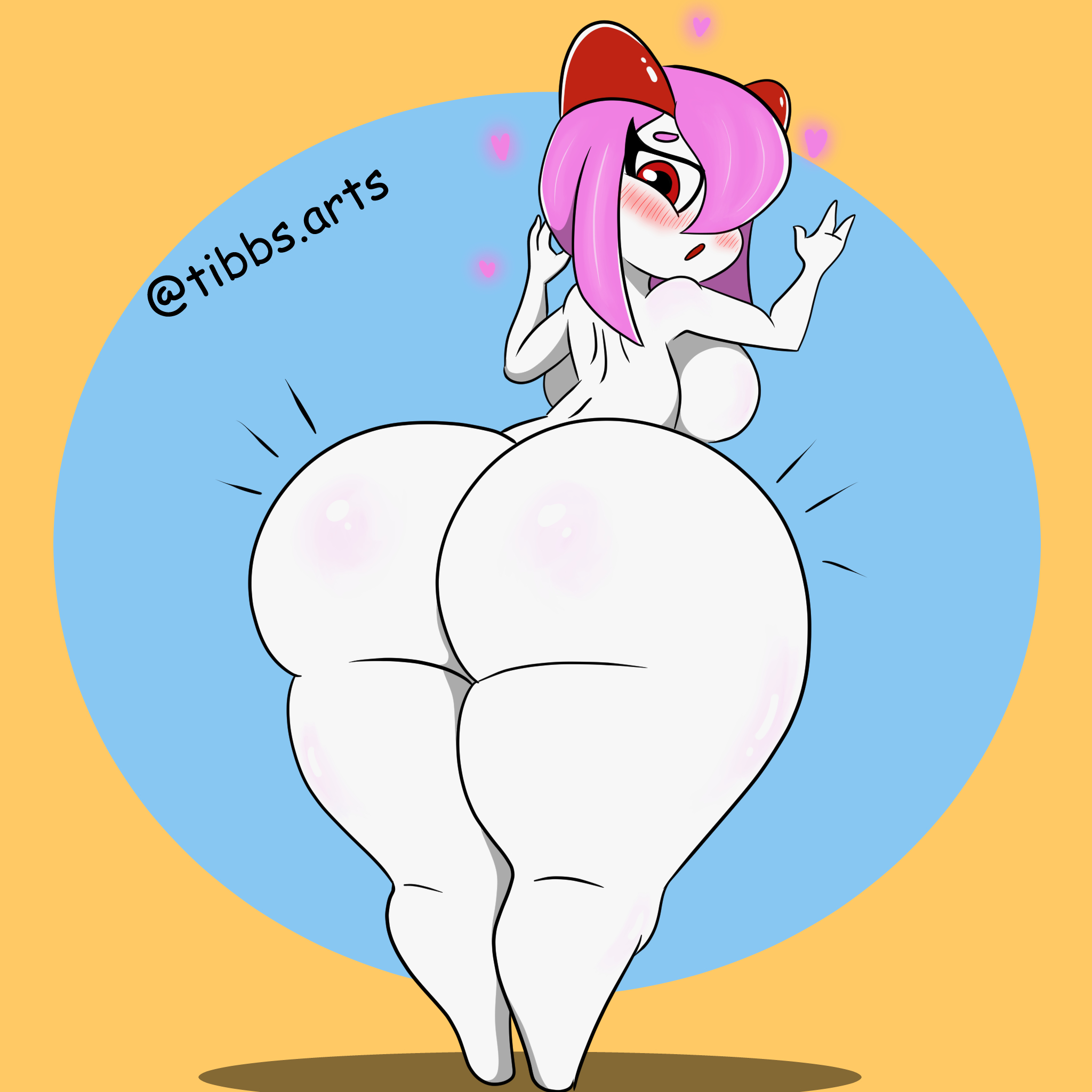 :o, anthro, ass, back view, backboob, big ass, blush, blushing, bottom heavy, breasts, female, huge ass, kirlia, nintendo, pink hair, pokémon (species), pokemon, pokemon (species), pokemon rse, thick thighs, tibbs, tibbs arts, wide hips