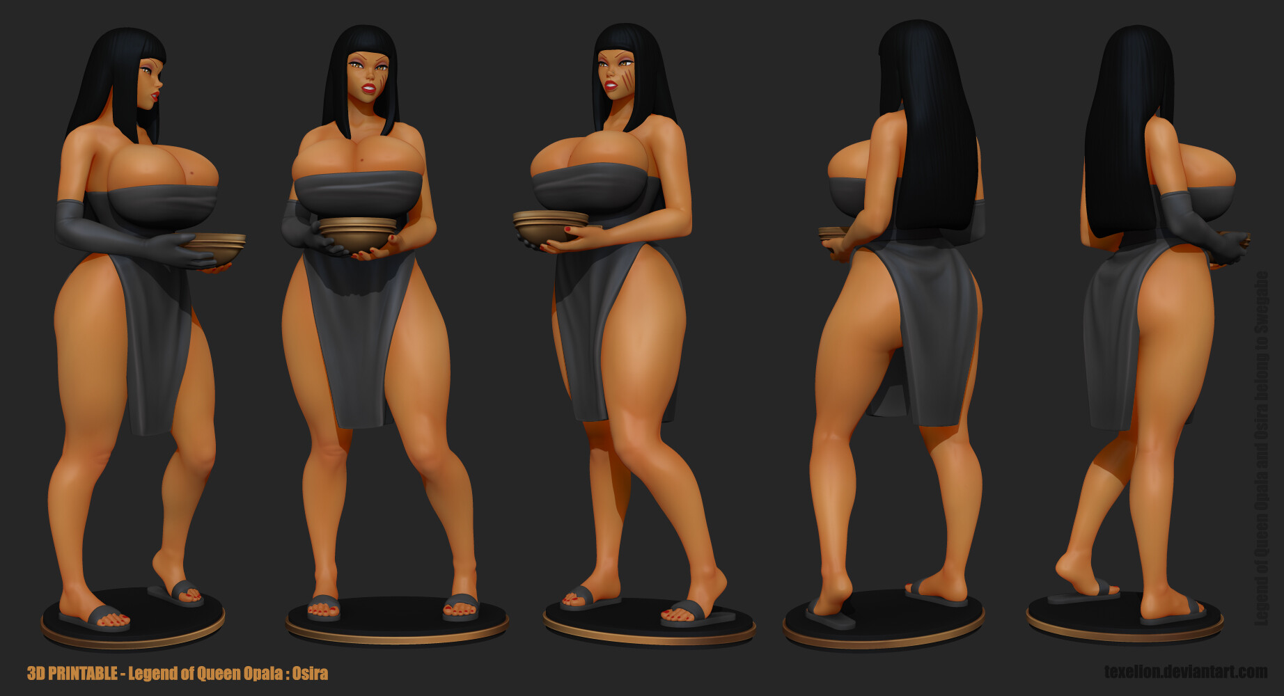 3d, ass, beauty mark, breasts, cum, feet, female, legend of queen opala, osira, sandals, scar, tagme, texelion