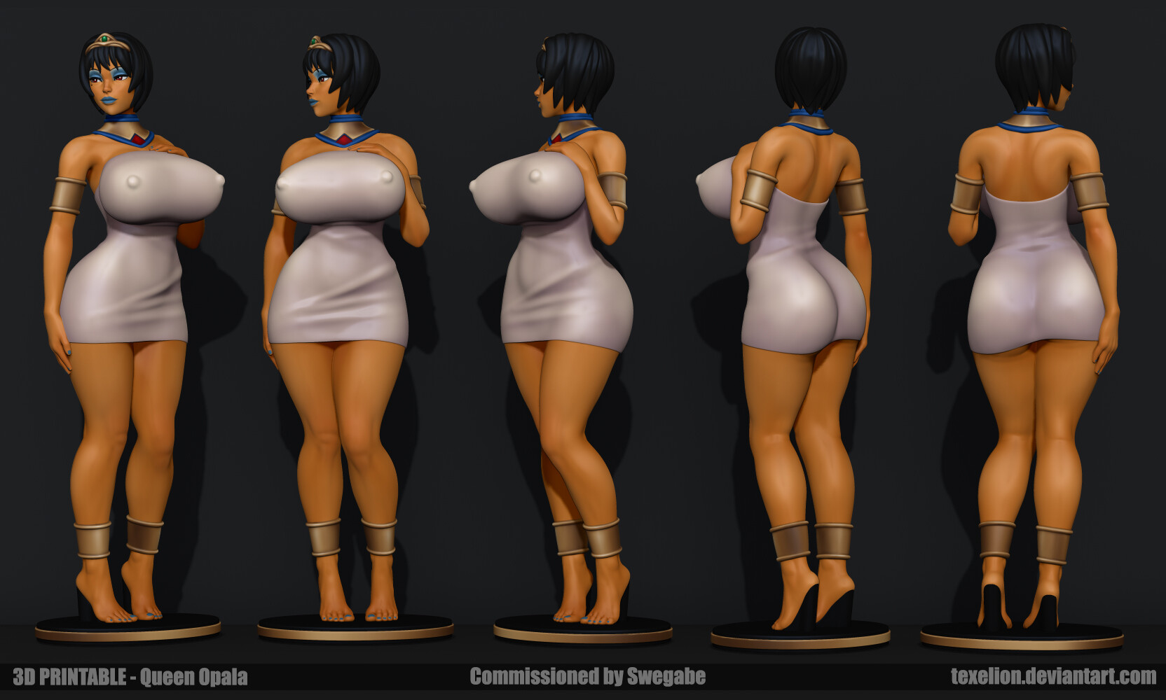3d, ass, ass in dress, bangs, blunt bangs, bob cut, breasts, egyptian, egyptian female, female, legend of queen opala, queen opala, tagme, texelion