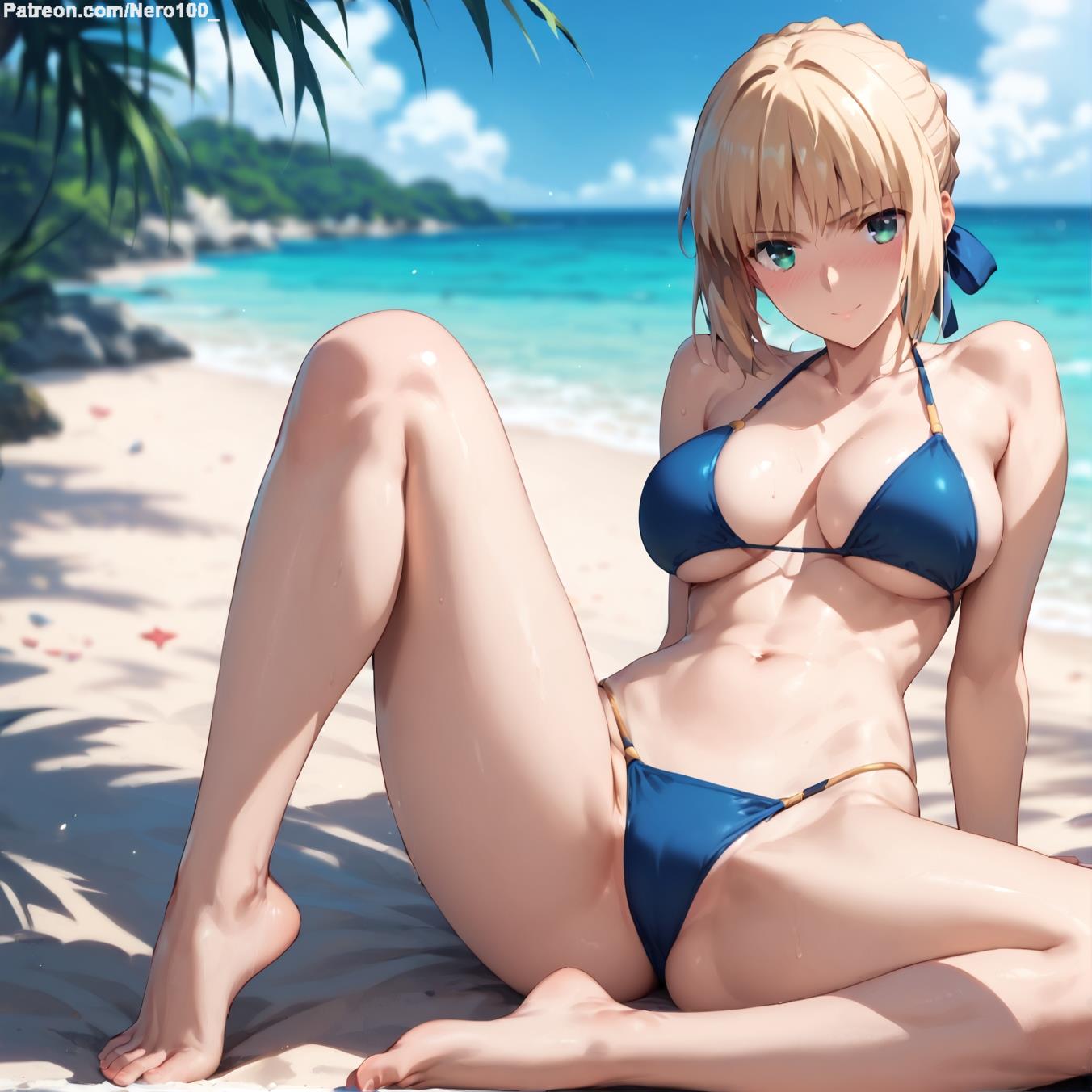 1girls 2d ai_generated artoria_pendragon athletic athletic_female beach big_ass big_breasts bikini bikini_bottom bikini_top blonde_hair breasts bun chest curvy curvy_figure cute cute_face detailed eyelashes eyeshadow fate/grand_order fate/stay_night fate/zero fate_(series) female female_only fit fit_female focus high_quality large_breasts legs light-skinned_female light_skin lips lipstic looking_at_viewer makeup mascara nero100 outdoors outside pale-skinned_female pale_skin perky_breasts posing saber seductive seductive_look skinny skinny_girl spread_legs stable_diffusion tagme thighs thin_female thin_waist