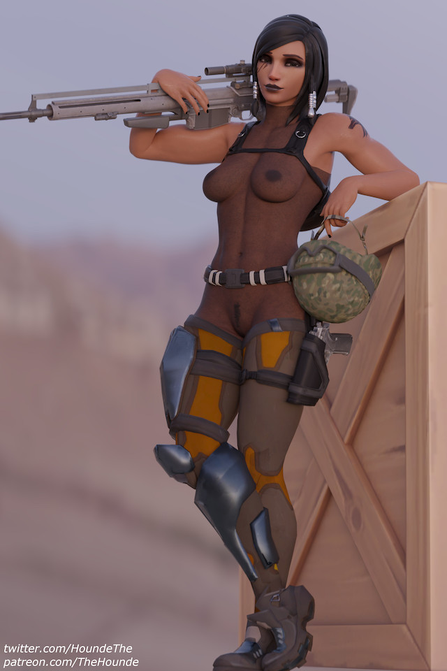 1girls, 3d, abs, breasts, clothed, dark skin, dark-skinned female, female, fit, fit female, gun, jewelry, looking at viewer, medium breasts, overwatch, pharah, pubic hair, revealing clothes, see-through, see-through clothing, smiling, solo, solo female, thehounde, transparent clothing