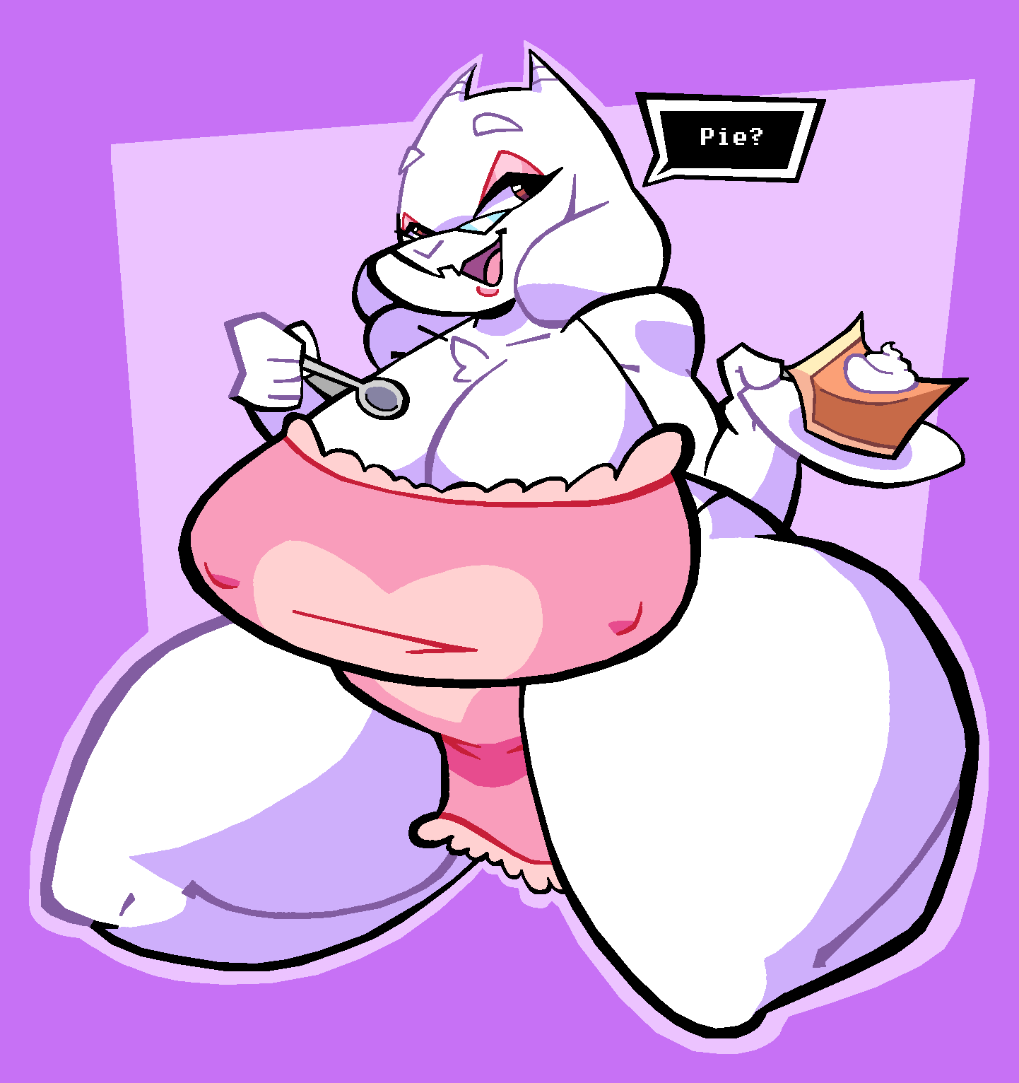 apron_only eyeshadow fat_ass female food glasses large_breasts nipples_visible_through_clothing pie sabs3 thick_ass thick_butt thick_thighs toriel undertale