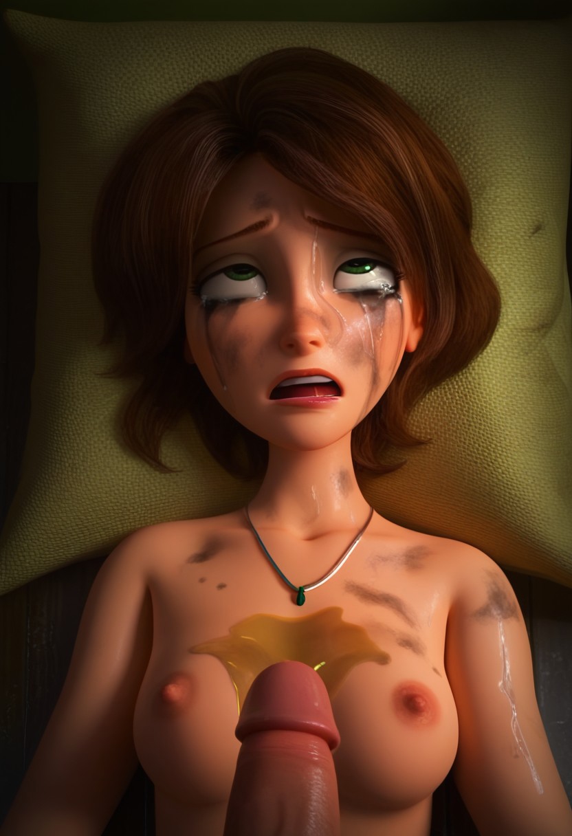 3d after_sex ahe_gao ai_generated big_hero_6 breasts cass_hamada crying dirty disney female makeup_running male mess nipples nude nude_female offscreen_character peeing peeing penis pov rape ruined_makeup upper_body urine