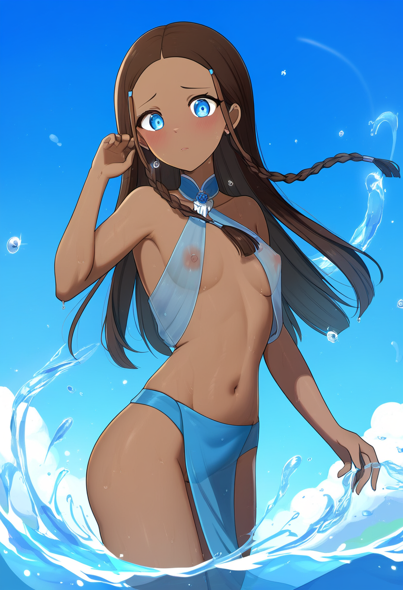 ai_generated avatar_legends avatar_the_last_airbender blooboo blue_eyes breasts brown_hair katara novelai petite_body petite_breasts petite_female pink_nipples sheer sheer_clothes skinny slight_blush small_breasts tagme teenage_girl translucent_clothing water water_tribe