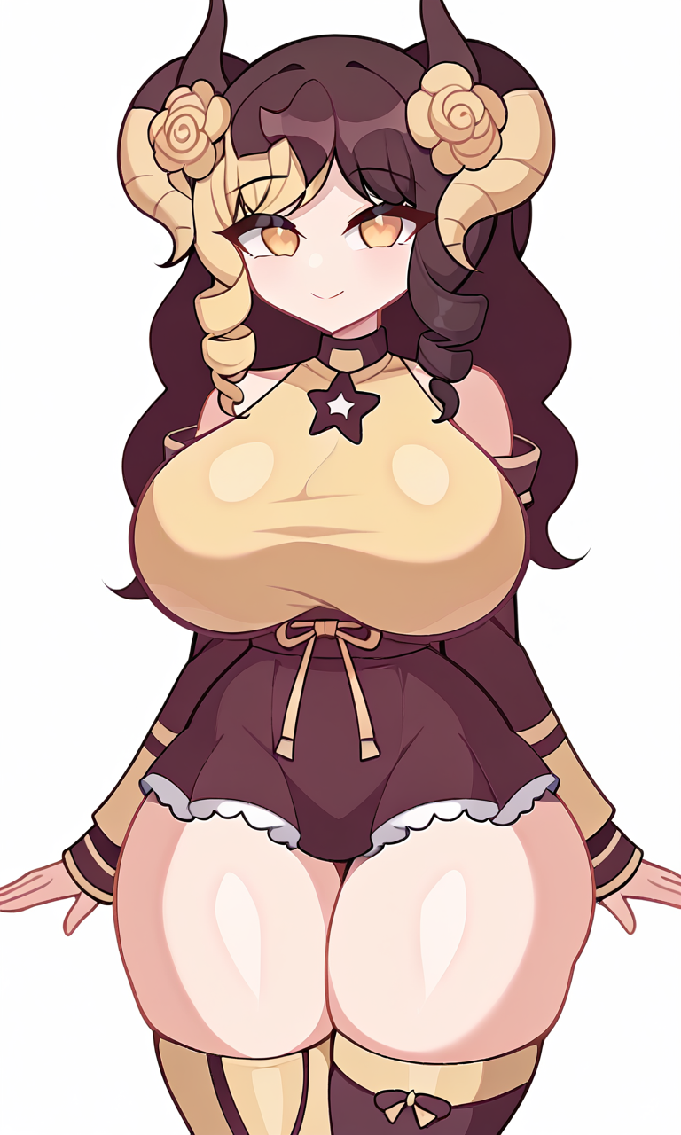 1girls ai_generated bare_shoulders breasts curvy female female_focus female_only gacha gacha_club gacha_life gachatuber horns oc simple_background skirt solo tagme thick thick_thighs thighhighs thighs twintails wide_hips y3llow youtube