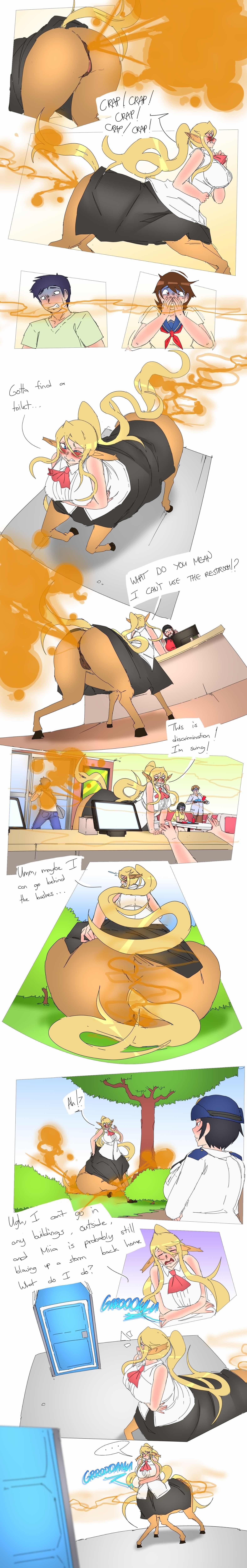 brown_fart centorea_shianus embarrassed fart lazei monster_musume_no_iru_nichijou scat sharting