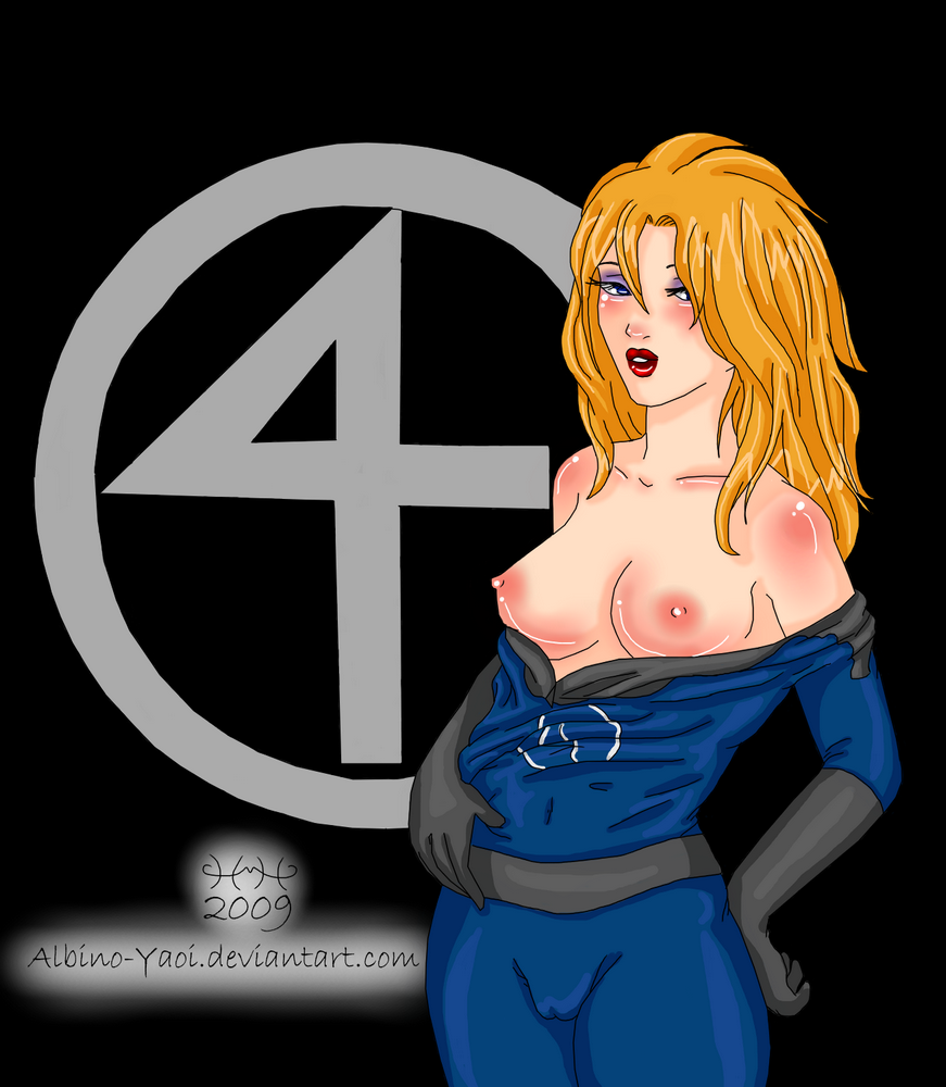 2009 albinoyaoi blonde_hair blue_eyes breasts fantastic_four female female_only human invisible_woman marvel nipples open_mouth solo straight_hair sue_storm