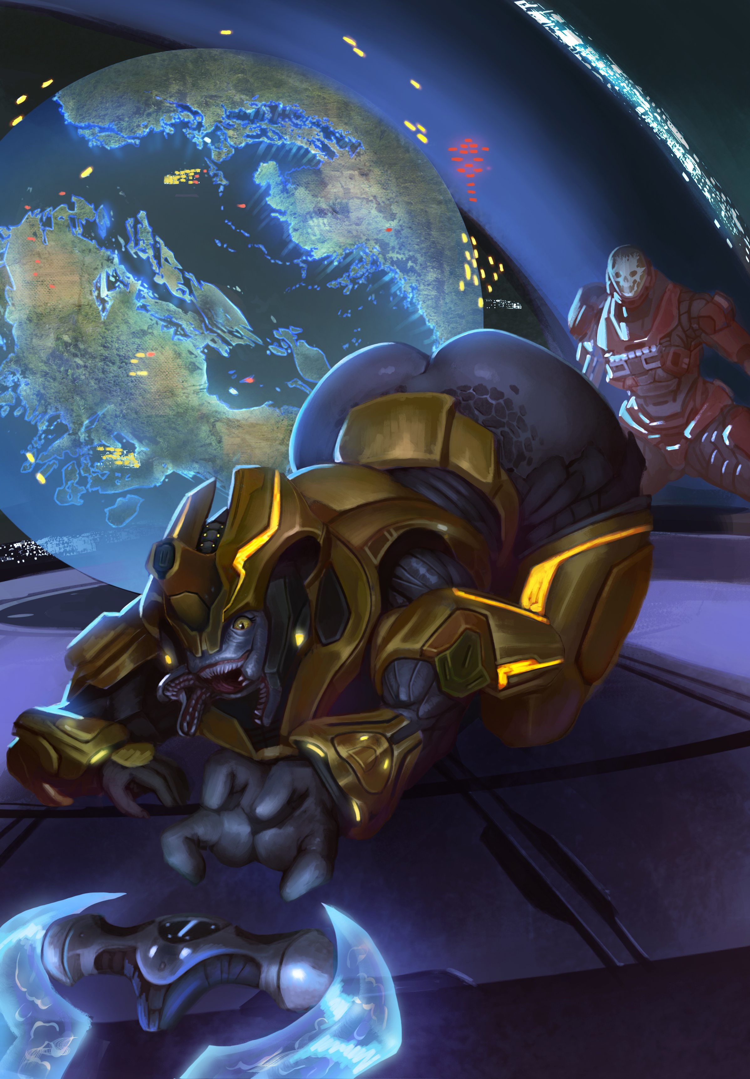 1girls, 2d, alien, armwear, ass, ass up, casual, da polar inc, emile-a239, exposed ass, female, female sangheili, grabbing, halo (series), halo reach, headwear, human, humanoid, imminent rape, legwear, male, male human/female alien, male human/female humanoid, male spartan (halo), on ground, sangheili, spartan (halo), ssocrates, weapon