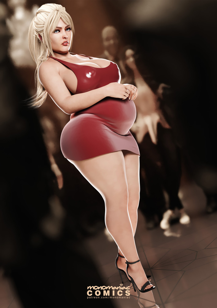 1girls, 3d, areolae, big belly, big breasts, breasts, cleavage, fat, female, huge belly, large breasts, looking at viewer, monomaniacart, nipples, pregnant, ready to pop, solo focus