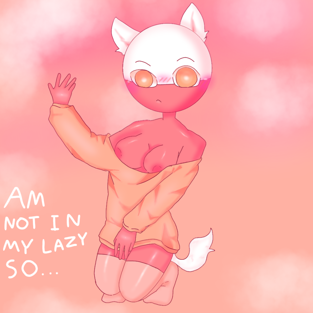 animal_humanoid big_breasts blush breasts_out cat_ears cat_tail countryhumans countryhumans_girl furry jojofan_alsoch poland_(countryhumans) sweater thick_thighs