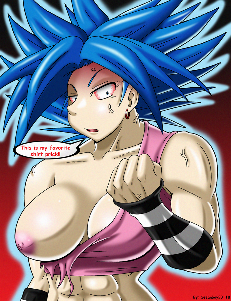 1girls 2018 abs angry big_breasts breasts breasts_out clentched_fist dragon_ball dragon_ball_xenoverse english_text female female_only fist looking_at_viewer muscles muscular muscular_female nipple_slip nipples nipples_outside oc original_character pink_shirt red_background red_eyes ripped_shirt saiyan shiny shiny_skin sleeves solo solo_female speech_bubble sseanboy23 super_saiyan super_saiyan_blue super_saiyan_blue_evolution tagme torn_shirt vein veins veiny_muscles