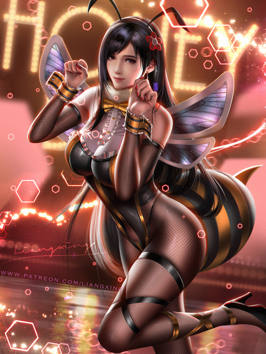 1girls, big breasts, breasts, cleavage, female, female only, final fantasy, final fantasy vii, high heels, large breasts, liang xing, looking at viewer, pinup, solo, tifa lockhart