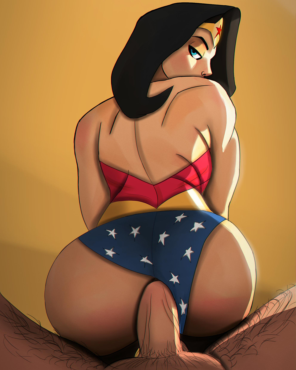 1boy, 1girls, all fours, anal, anal sex, anondrawingporn, ass, batman, batman (bruce wayne), batman (series), big ass, big butt, big penis, black hair, blue eyes, bodysuit, bruce wayne, dc, dc comics, diana prince, doggy style, eye contact, female, female penetrated, from behind, from behind position, interspecies, large ass, large butt, light skin, light-skinned male, looking back, male, male penetrating, male pov, panties aside, penis, petite, pov, princess, reverse cowgirl position, royalty, seductive eyes, seductive look, sex, shy, straight, tiara, tight anal, wonder woman, wonder woman (series)
