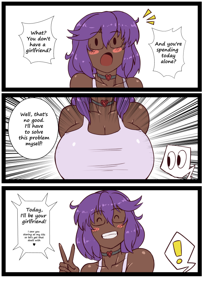 1girls blush breasts dark-skinned_female dark_skin dialogue glasses huge_breasts imminent_paizuri jayna_(kingjnar) kingjnar large_breasts purple_hair