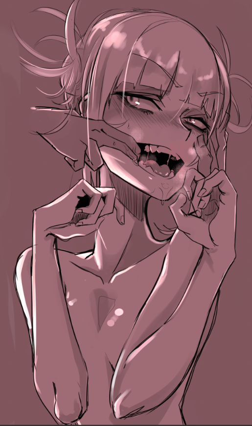 10s 1boy 1girls bangs blonde_hair blunt_bangs cat_eyes cute double_bun eyelashes eyeshadow fangs female finger_in_mouth fingers_in_mouth fringe hair_bun himiko_toga kid_(artist) messy_hair mouth_pull my_hero_academia nude oral oral_invitation petite presenting_mouth presenting_throat presenting_tongue school_uniform seductive_eyes seductive_mouth seductive_smile sharp_teeth skinny slim solo_focus spread_mouth tagme teenager throat tied_hair tongue_out upper_body yellow_eyes young