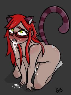 1male black_butler blushing cat_ears cat_tail cum cum_in_mouth cute fellatio grell_sutcliff kuroshitsuji looking_up nude red_hair redhead socks solo tail