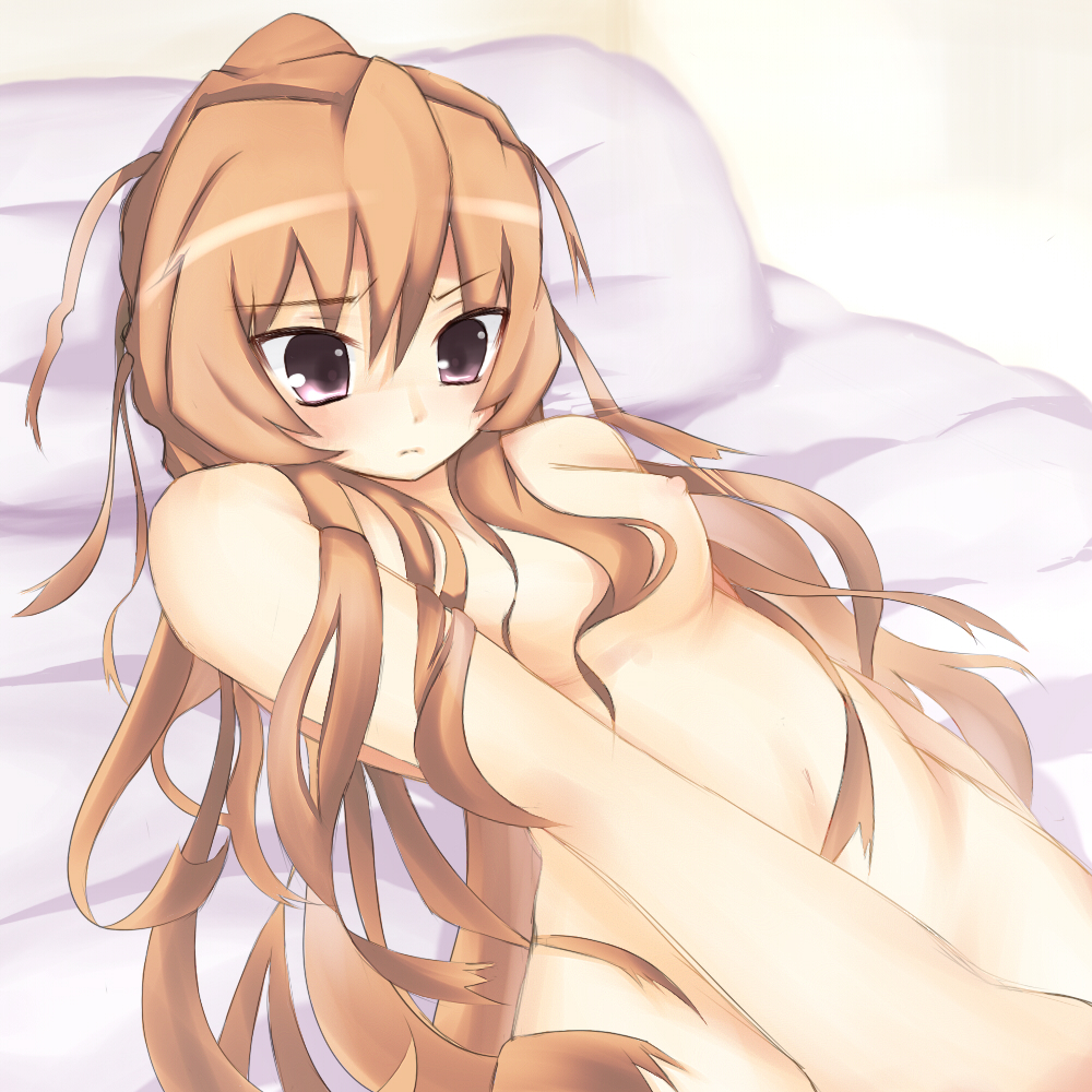 aisaka_taiga implied_masturbation masturbating masturbation on_back on_bed small_breasts tagme toradora!