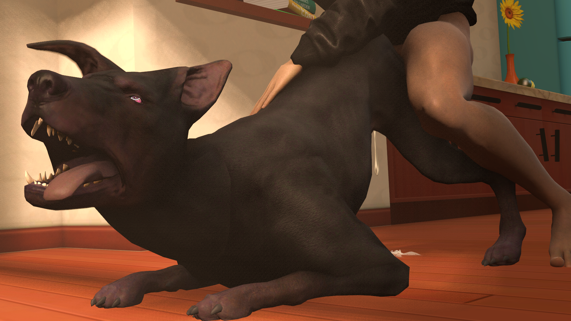 3d, 3d (artwork), ahe gao, aroused, big penis, canid, canine, cum, cum in pussy, doberman, domestic dog, female, feral, feral on male, human, human on feral, human penetrating, interspecies, light skin, light-skinned male, male, male on feral, penis, pussy, sfm, source filmmaker, tongue, tongue out, whatawoodsfm, zoophilia