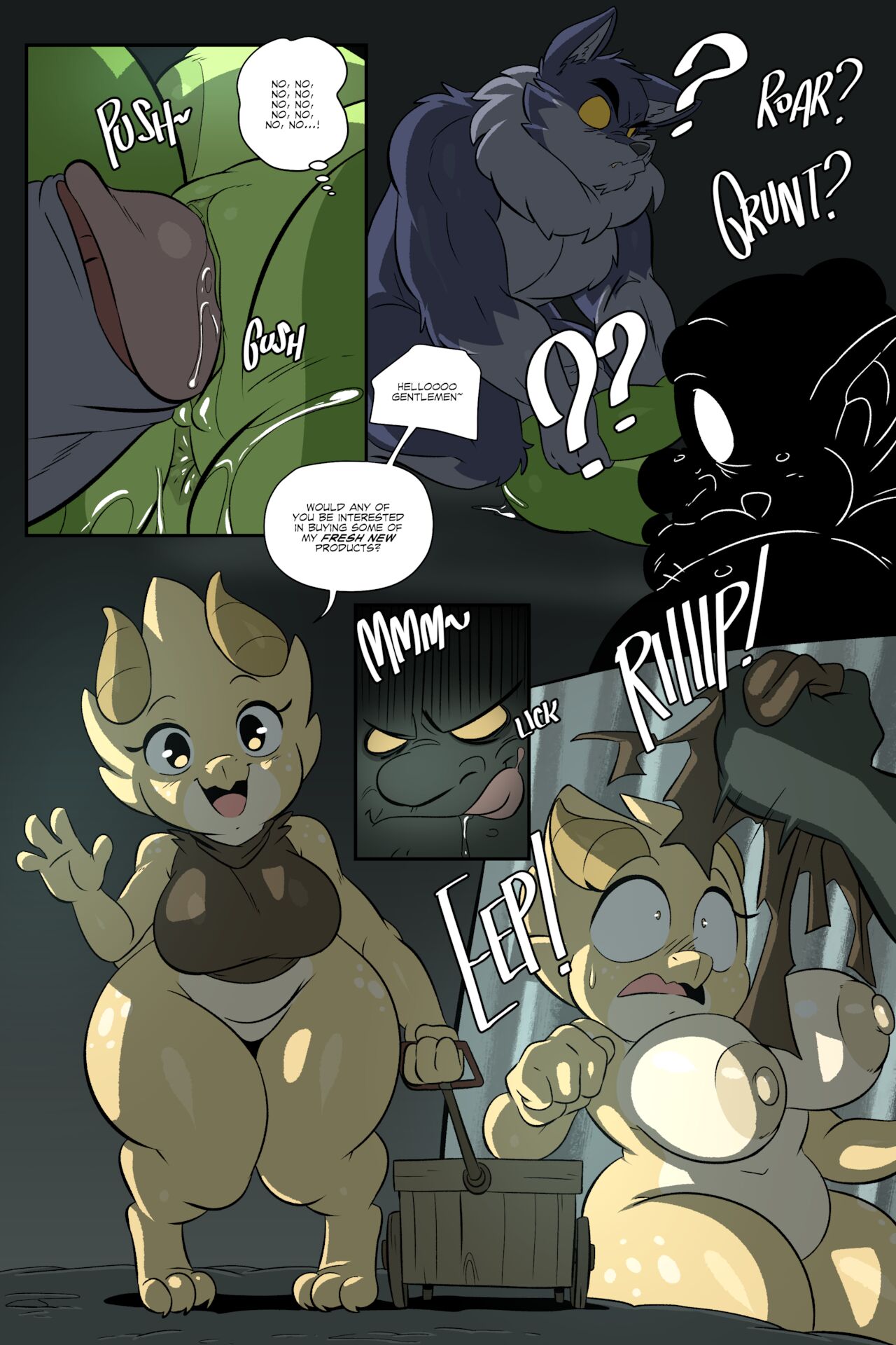 2d cheating clothes_removed comic dubious_consent furry furry_male joaoppereiraus kobold lira_(joaoppereiraus) mind_control scalie scalie_female tales_of_sezvilpan_(copyright) the_tale_of_the_kidnapped_lizard tiki_(joaoppereiraus) wolf