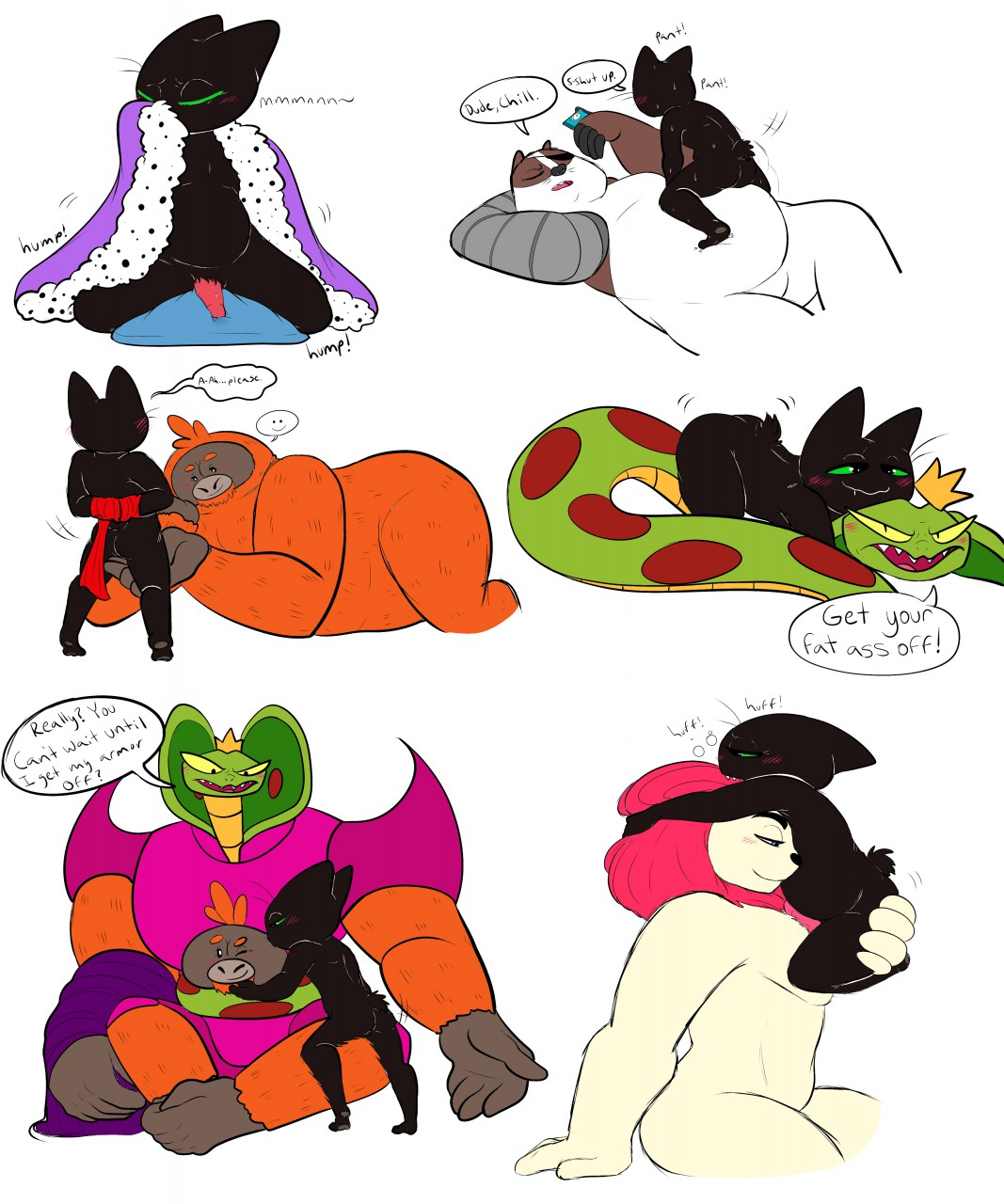 anthro ape armor arms_tied ass badger badgerclops belly black_body black_fur blush bound cape cartoon_network clothing cobra coby_(mao_mao) crown digitigrade domestic_cat dry_humping erection felid feline felis fleshysack fur genitals green_eyes group haplorhine hi_res king king_snugglemagne_xxv lion male male/male mammal mao_mao:_heroes_of_pure_heart mustelid musteline nude orangusnake orangutan overweight pantherine penis pillow_humping primate red_clothing reptile royalty scalie sex sheriff_mao_mao_mao size_difference slightly_chubby snake snake_hood sniffing sniffing_clothes stubby_tail tanner_(mao_mao)