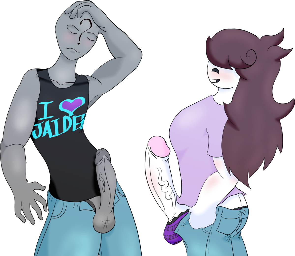 1boy, 1futa, dickgirl, futa is bigger, futanari, intersex, jaiden, jaiden animations, male, mellochild97, penis, youtube, youtuber