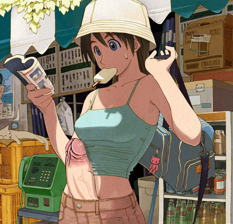 1futa artist_request ayase_fuuka cellphone clothed clothing dickslip edit erection futa_only futanari huge_cock inconvenient_penis kailipoo mostly_clothed penis penis_out public public_exposure solo standing yotsuba&!