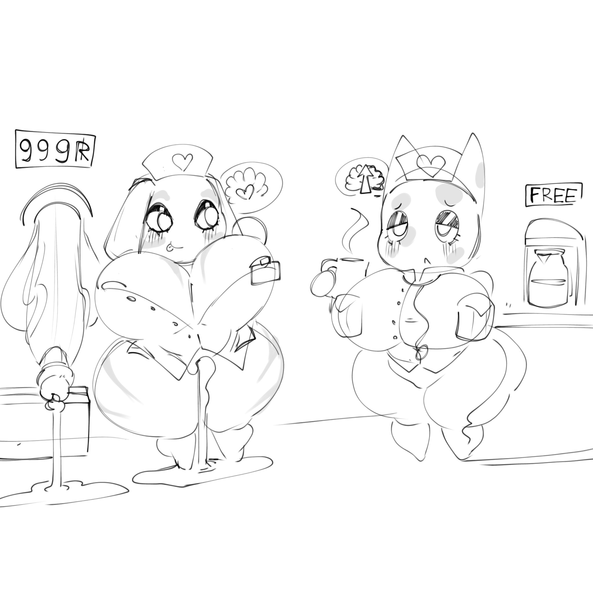 1boy, 2girls, animal hospital, anthro, areolae visible through clothing, big breasts, breasts, busty, cum, cum in pussy, cum inside, cum pouring out, cum puddle, cumming, daybreaker ktc7, enormous breasts, female, female focus, giant breasts, gigantic breasts, head nurse (animal hospital), hips, huge breasts, large breasts, massive breasts, nurse, nurse (animal hospital), nurse clothing, nurse uniform, plump thighs, roblox, roblox game, robux, shortstack, sketch, thick thighs, thighs, thunder thighs, voluptuous, voluptuous female