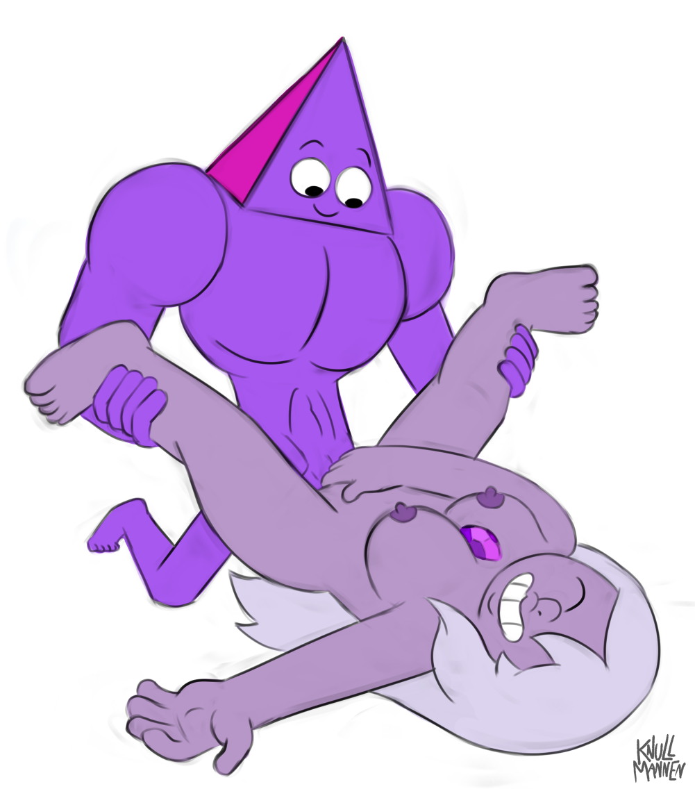 amethyst_(steven_universe) cartoon_network crossover humanoid knullmannen nude_female nude_male on_back steven_universe the_heist triangle_(purple)