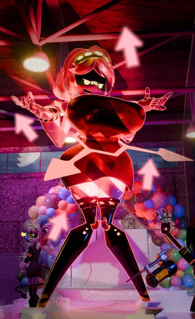 3d, 3girls, admiring, blush lines, breast expansion, breasts, doll (murder drones), expansion, female, female focus, female only, giantess, giantess growth, growth, growth sequence, hip expansion, j (murder drones), jjchefy, knees together feet apart, mini giantess, murder drones, red dress, repost, robot girl, tagme, v (murder drones)