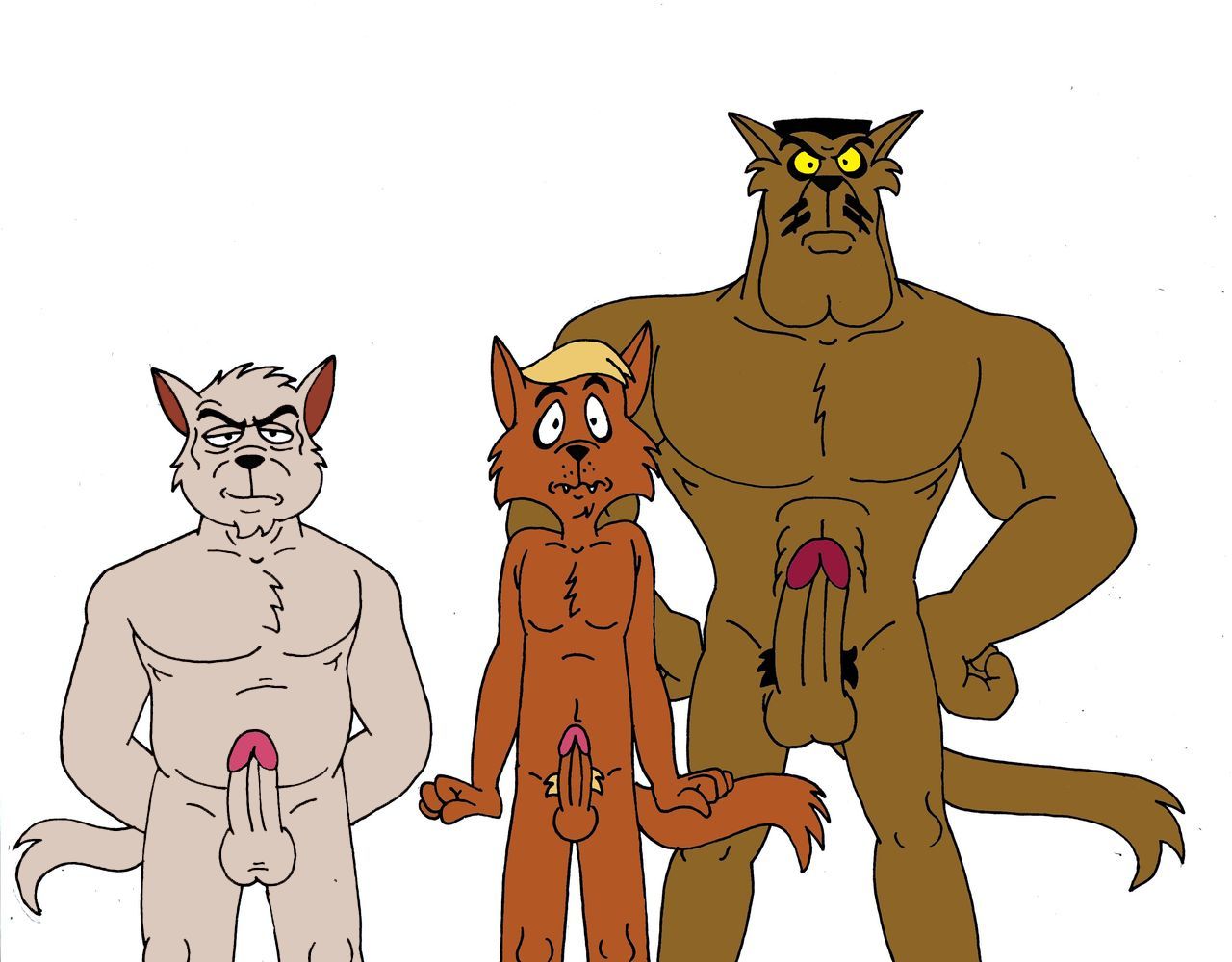 commander_feral erect erection furry_only kooshmeister lieutenant_commander_steel male male_only no_humans pubes pubic_hair sergeant_talon swat_kats