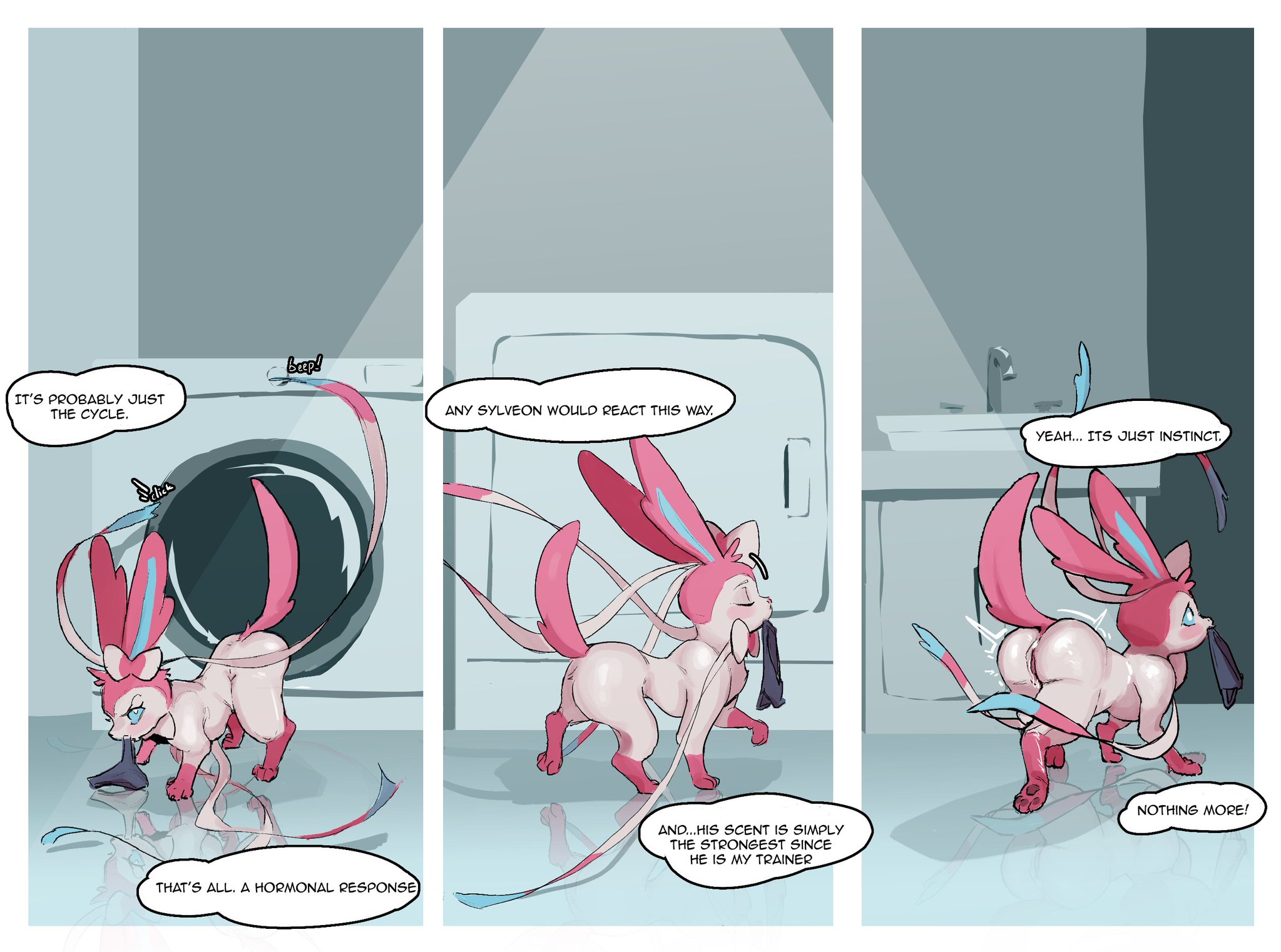 ass, ass focus, eeveelution, feral, generation 6 pokemon, heat cycle, in heat, jinsidraws, nintendo, pokemon, pokemon (species), pussy, round ass, round butt, sylveon, underwear, wet pussy