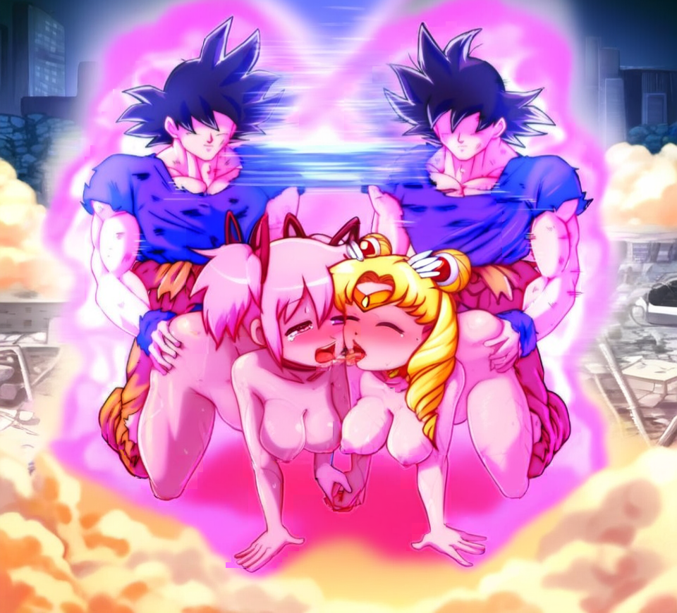 1boy 2girls 3rd_party_edit artist_request bishoujo_senshi_sailor_moon crossover crossover_pairing defeated dragon_ball edit edited fucked_from_behind fucked_into_submission group_sex madoka_kaname mahou_shoujo_madoka_magica rough_sex sailor_collar sailor_moon son_goku ultra_instinct usagi_tsukino