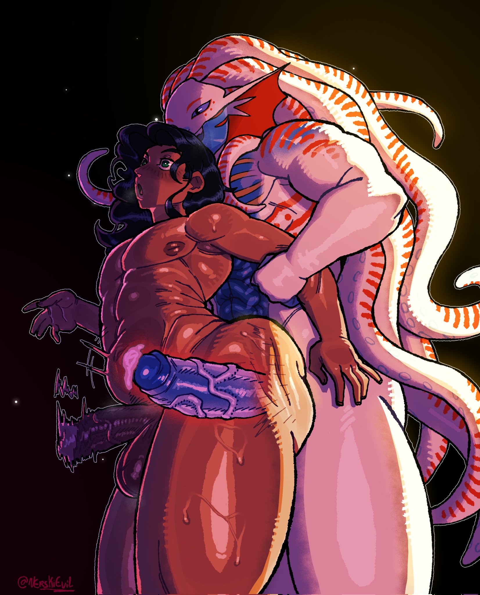 2boys, alternate version available, anal, anal sex, anthro, anthro on human, anthro penetrating male, ass, balls, black hair, blue sclera, blue skin, bouncing penis, dark skin, dark-skinned femboy, dark-skinned male, dark-skinned sub, femboy, gay, green eyes, human, human male, human penetrated, humanoid, long hair, male, muscular, muscular anthro, muscular male, oc, original, original character, penis, penis in ass, penis visible through body, striped body, striped skin, sweat, sweaty, sweaty ass, sweaty body, sweaty butt, sweaty thighs, tentacle, tentacle hair, testicles, thick, thick thighs, thighs, verski7, white skin