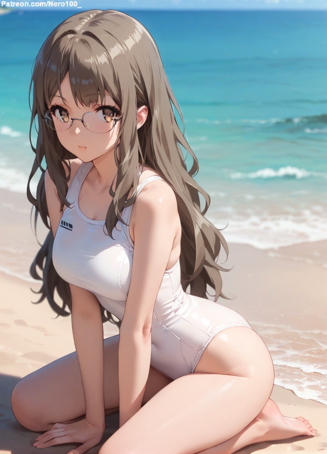 1girls 2d ai_generated areolae arm_up armpit armpits bare_arms big_breasts breasts chest cleavage curvy curvy_figure cute cute_face detailed eyelashes eyeshadow female female_only fit fit_female focus futaba_rio glasses hair high_quality large_breasts legs light-skinned_female light_brown_hair light_skin lips lipstick long_hair looking_at_viewer makeup mascara outdoors outside pale-skinned_female pale_skin perky_breasts posing seductive seductive_look seishun_buta_yarou_wa_bunny_girl_senpai_no_yume_wo_minai stable_diffusion swimsuit swimwear tagme thighs thin_waist