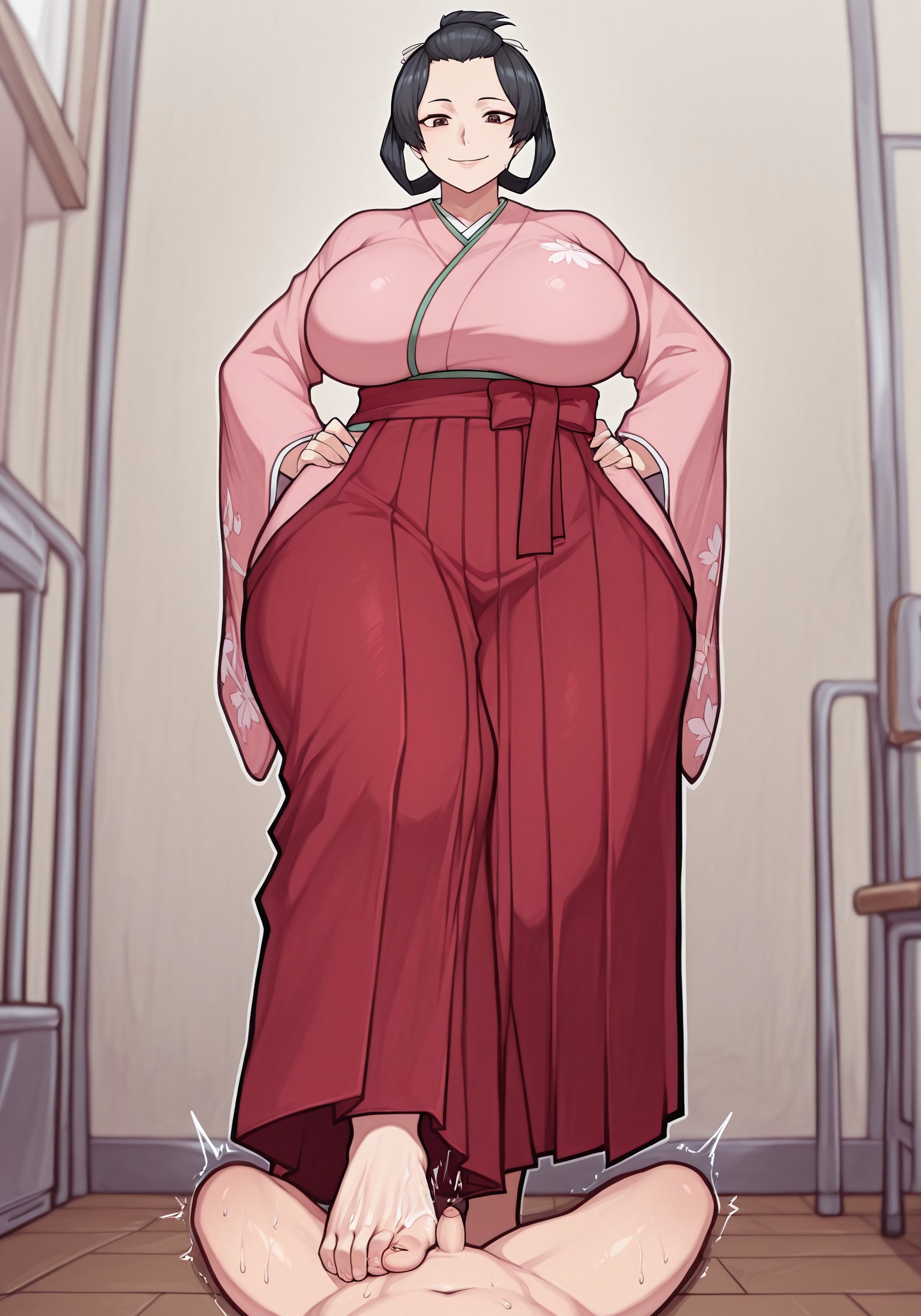 1boy, 1girls, 4k, absurd res, absurd resolution, absurdres, ace attorney, ai generated, ass, before sex, big ass, big breasts, black hair, black-haired female, breasts, brown eyes, brown-eyed female, bubble butt, busty, busty female, capcom, chesto67295, clothed female, clothed female nude male, cock, comission, curvy, curvy body, curvy female, curvy figure, dai gyakuten saiban, detailed, detailed background, dominant, dominant female, domination, enormous ass, fat ass, female, female domination, femdom, floral print, footjob, front view, giantess, gigantic ass, gts, gyakuten saiban, hakama, hakama skirt, height difference, high resolution, highres, horny female, horny male, hourglass figure, hourglass figured female, huge ass, huge breasts, humiliated, humiliation, hyper hips, imminent orgasm, indoors, japanese clothes, japanese female, kimono, looking at partner, looking down, macro female, macrophilia, male, mature, mature body, mature figure, mature woman, micro penis, micropenis, milf, mommy, mommy dom, mommy kink, naked female, nude, nude male, penis, ribbon, round ass, small penis, smaller male, submission, submissive male, susato mikotoba, taller female, the great ace attorney, thick, thick ass, thick thighs, thighs, thunder thighs, very wide hips, video game, video game character, video game franchise, video games, visual novel, voluptuous, voluptuous female, wide hips, wide sleeves