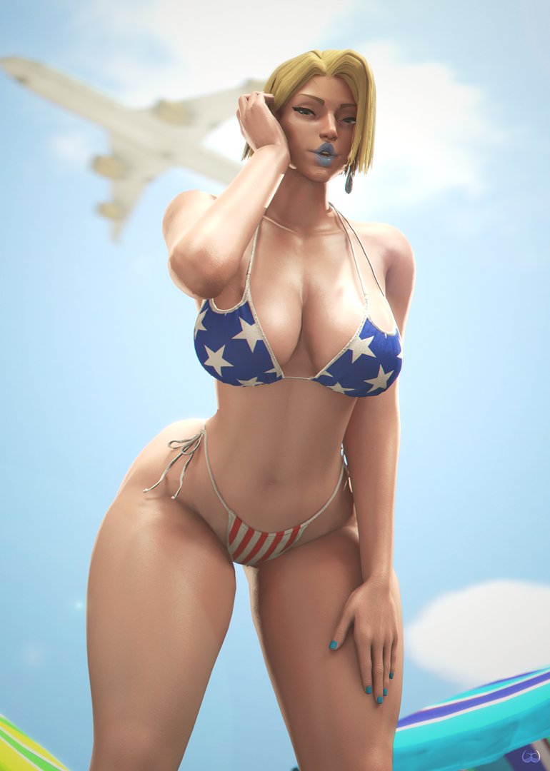 1girls, 3d, airplane, american flag bikini, below view, big breasts, blonde female, blonde hair, blue eyes, blue lipstick, blue nails, bob cut, breasts, busty, emma frost, emma frost (marvel rivals), female, female focus, female only, hourglass figure, looking at viewer, low-angle view, makeup, marvel, marvel comics, marvel rivals, navel, outdoors, outside, pose, posing, short hair, standing, tagme, viewed from below, white queen, wide hips, wildynsfw, x-men